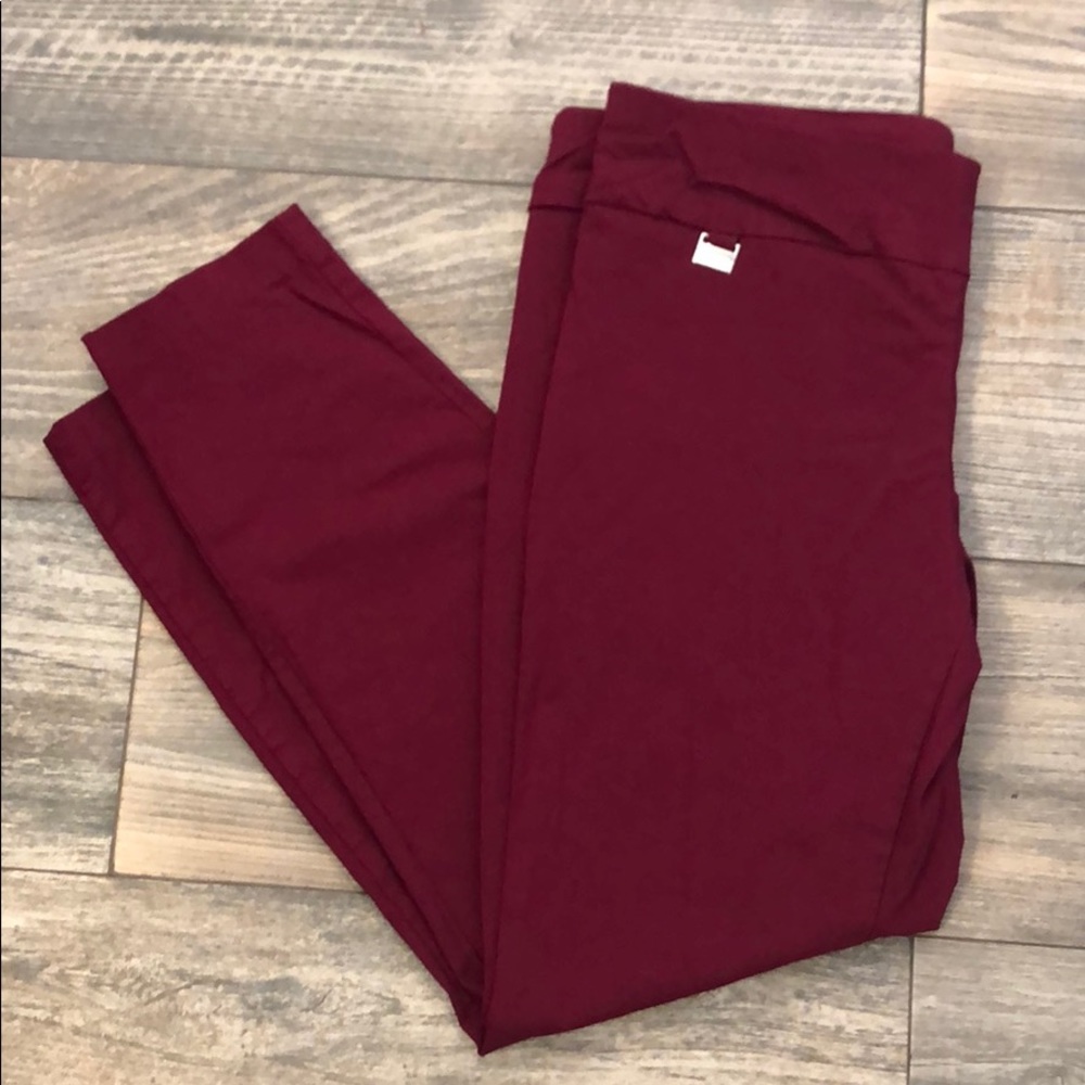 Raspberry tummy-control trouser pants